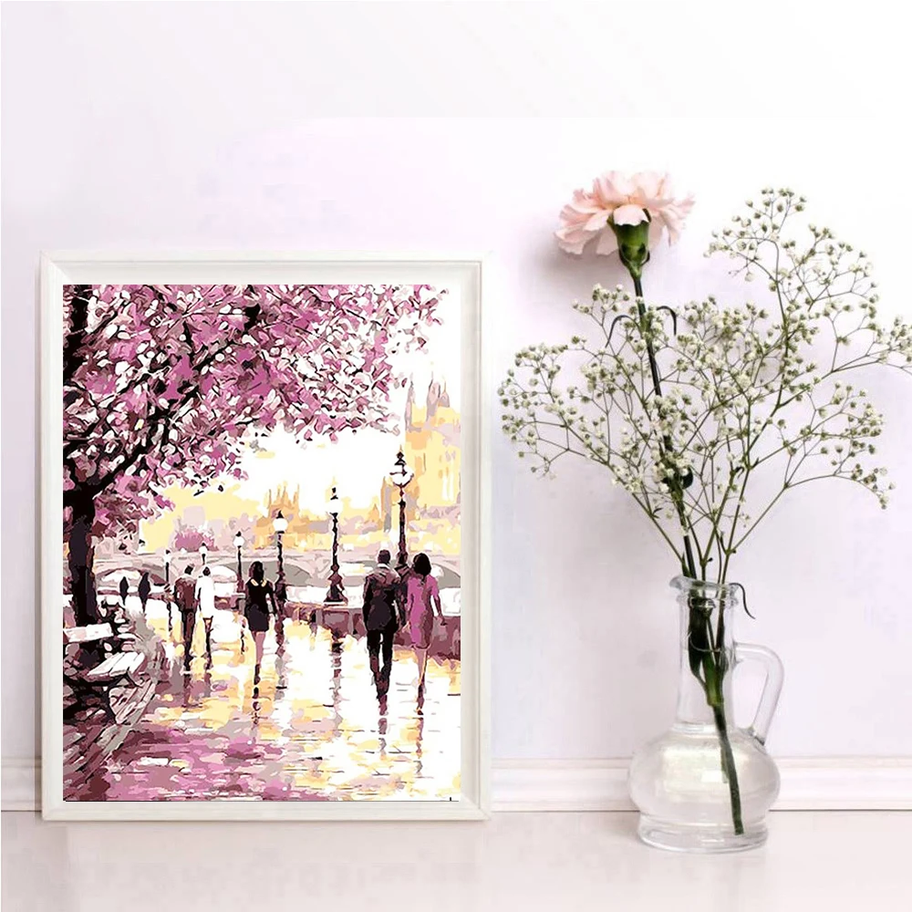 

Oil Painting By Numbers "People Under The Tree"Drawing on Canvas HandPainted Art Gift DIY Picture By Number Kits