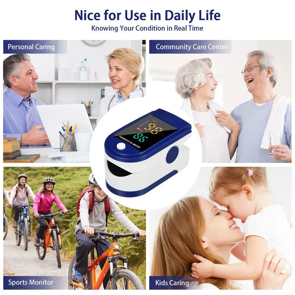 Fingertip Pulse Oximeter Portable Finger Sports Clip LED Color Screen Heart Rate Monitor Oximetro | Красота и здоровье