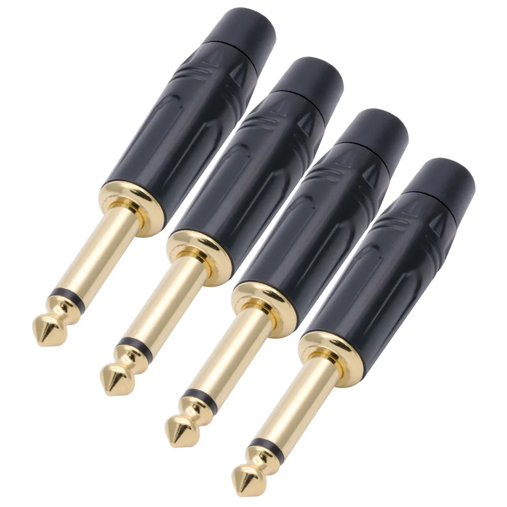 

100 шт. 6,35 мм Домкраты 6,3 мм моно-штекер позолоченный разъем латунь 1/4 дюймов микрофон разъем