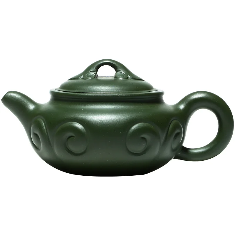 

Yixing purple clay teapot master pure handmade green clay Ruyi antique teapot straight tea set