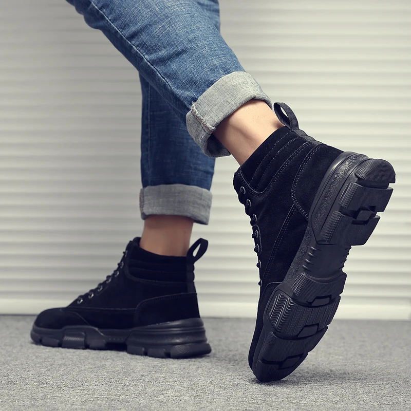 

2021 Autumn New High Top Work Shoes for Men Platform Ankle Boots Fashion Quality Martin Boots Outdoor Booties Zapatos De Hombre