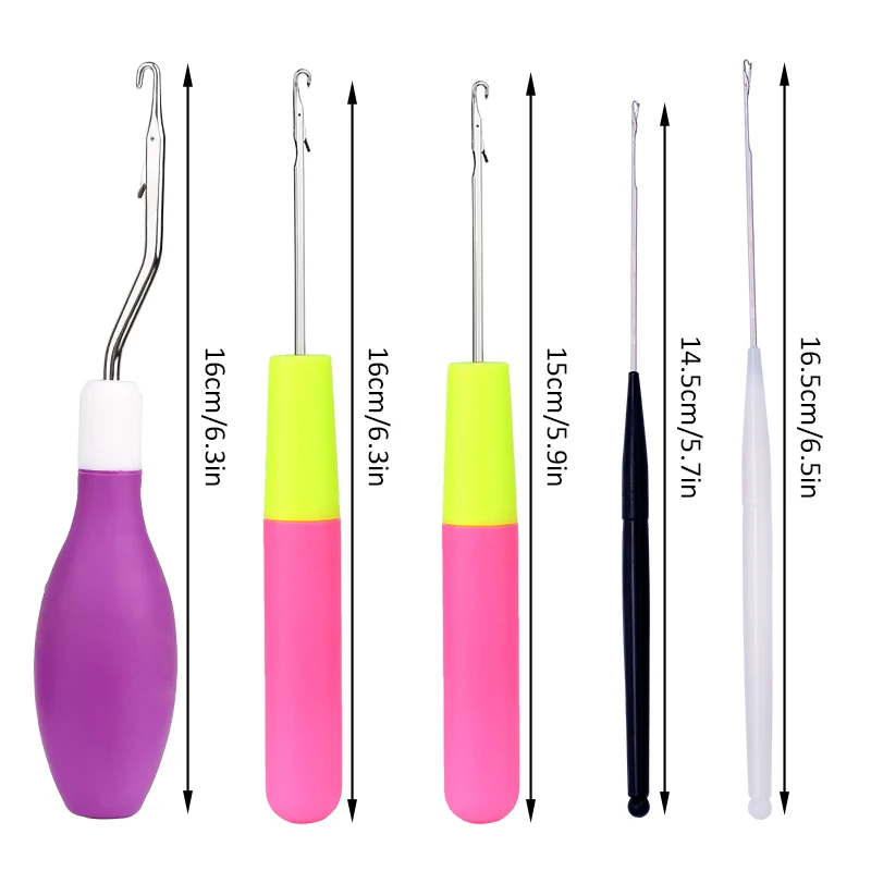 LMDZ 5 шт. набор игл для вязания крючком плетеная защелка Hoo Ткачество волос дредлок