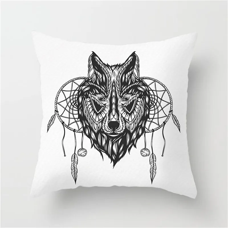 Чехол для подушки с изображением животных Льва волка дракона совы ящерицы