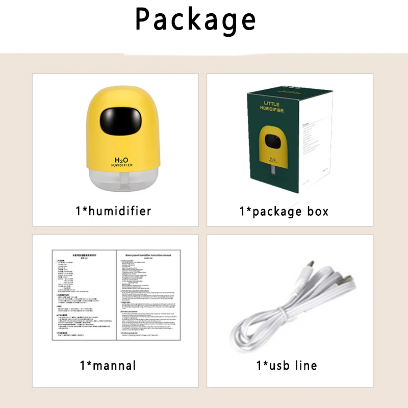 

Mini Aromatherapy Humidifier Cute Portable Essential Oil Diffuser 200ML Car Air Humidifier USB Atomization Humidificador