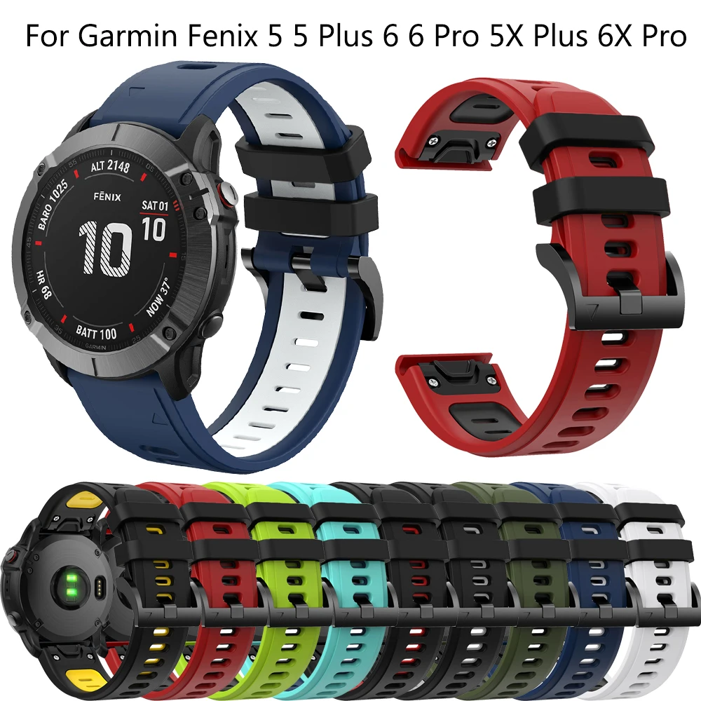 

Ремешок для наручных часов Quickfit, силиконовый браслет для Garmin Fenix 6 6X Pro 5X 5 Plus 3 HR 935 945 S60 S62 Quatix 5 6, 22 26 мм