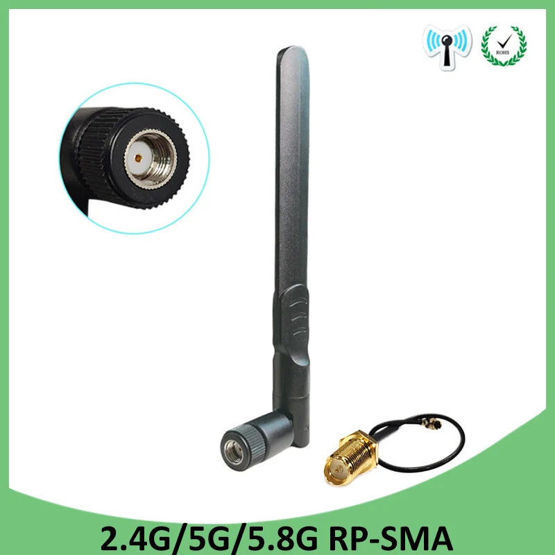 5 шт. 2 4 ГГц WiFi антенна 5dBi RP SMA разъем антенный Wi Fi роутер + 21 см PCI U. FL IPX to