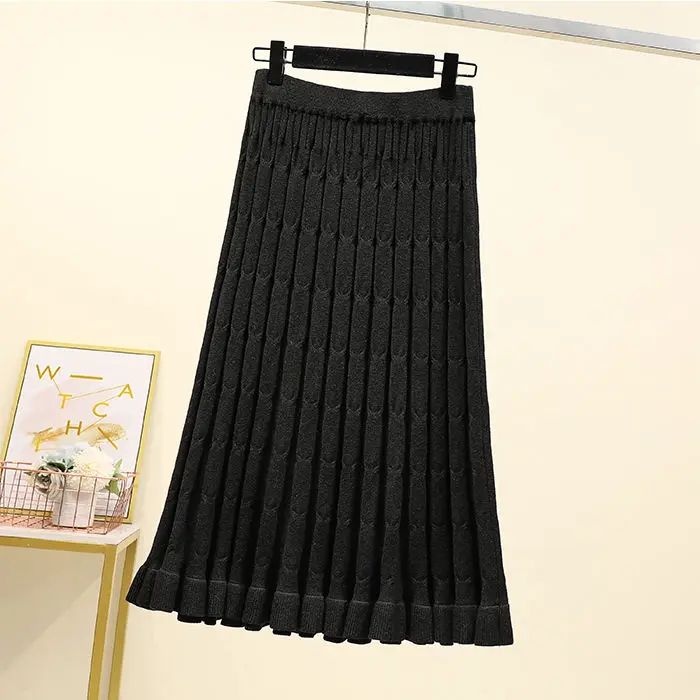 Женская трикотажная юбка средней длины однотонная плиссированная А-силуэта с