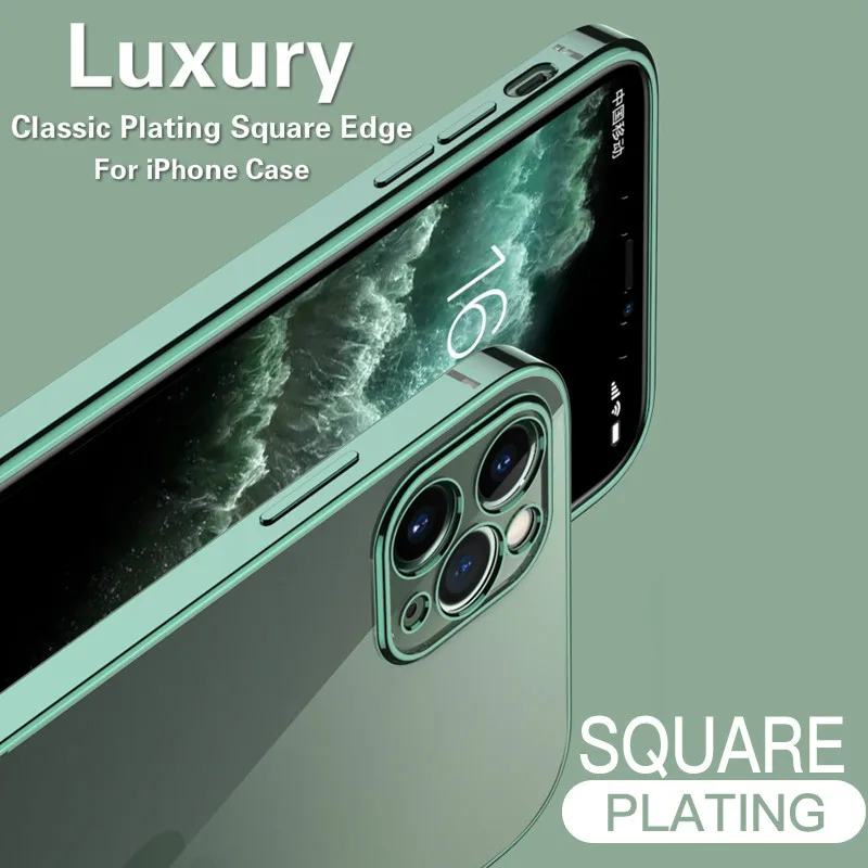 shockproof classic plating frame transparent case for iphone 11 12 pro max mini xr xs max x 8 7 6 6s plus se 2 2020 square cover free global shipping