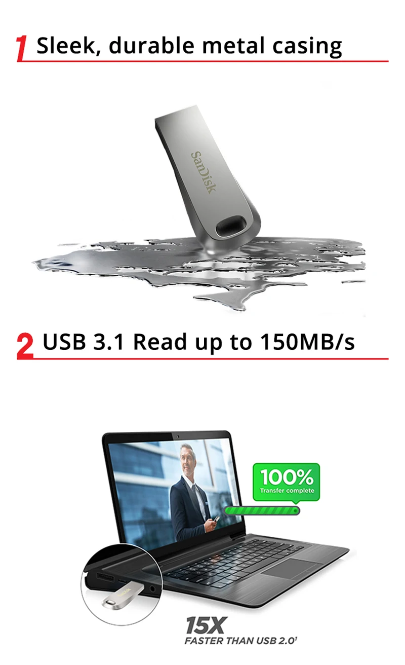 Двойной Флеш-накопитель SanDisk USB флэш-память Drive128GB до 150 МБ/с. скорость чтения флеш-накопитель CZ74 64 Гб флэш-накопитель 32GB USB 3,1 флеш-накопитель 16 ГБ флеш-накопитель