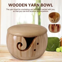 wooden yarn bowl with lid handmade wool storage bowl for knitting needle organizer holder crochet sewing supplies
