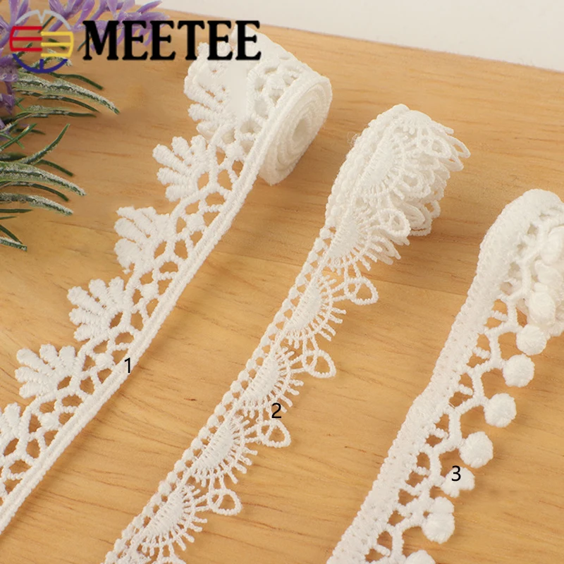

Meetee 5yards 13/15/18mm Milk Silk Water Soluble Embroidery Lace Webbing Fabric DIY Clothing Decoration Sewing Accessories