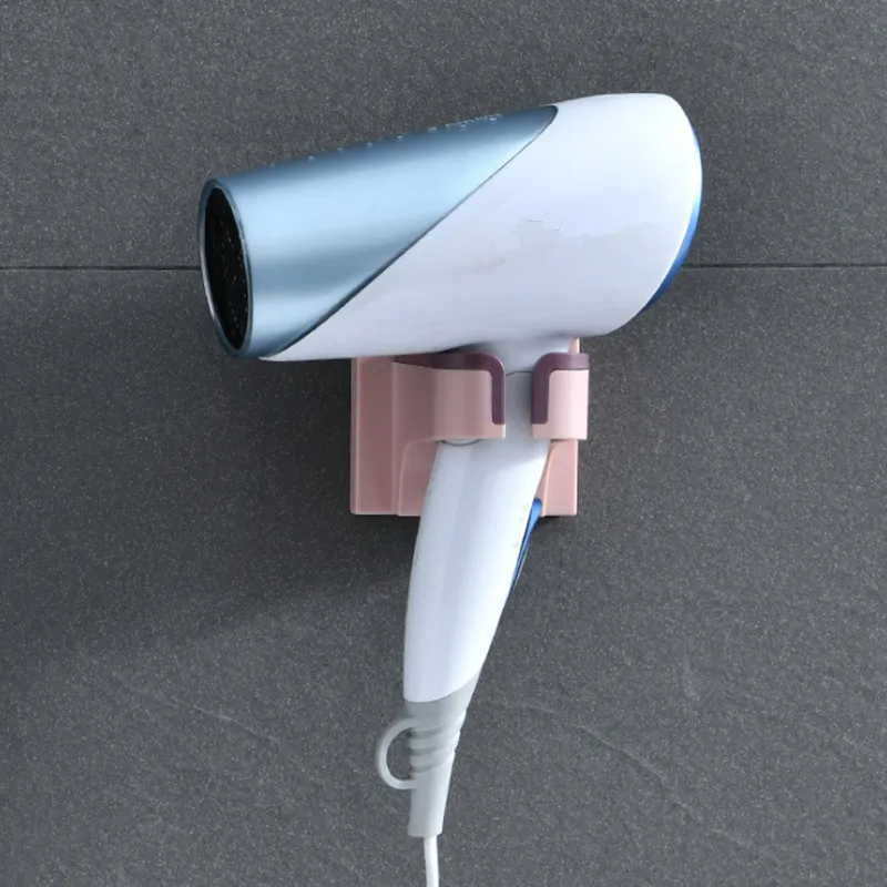 

1Pcs White Pink Blue Bathroom Punch-free Hair Dryer Shelf Strong Self-adhesive Wall-mounted Storage Shelf