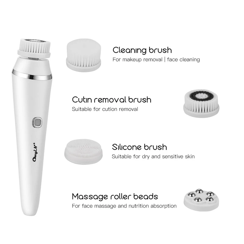

USB Rechargeable Electric Silicone Facial Cleansing Brush Sonic Face roller Massager Blackhead Remover Pore Cleaner Face Washing