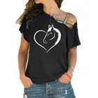 Женская футболка с коротким рукавом Love Riding Horse, летняя хлопковая Футболка с забавным рисунком лошади, женская одежда, Женская Асимметричная футболка с косым крестом