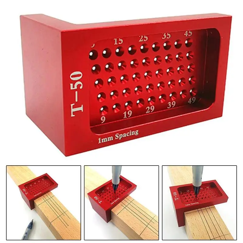 

Precision Marking T-type Ruler Aluminum Alloy Woodworking Scribe Marking Gauge Deluxe Crossed-out Hole Scribing Ruler Measuring