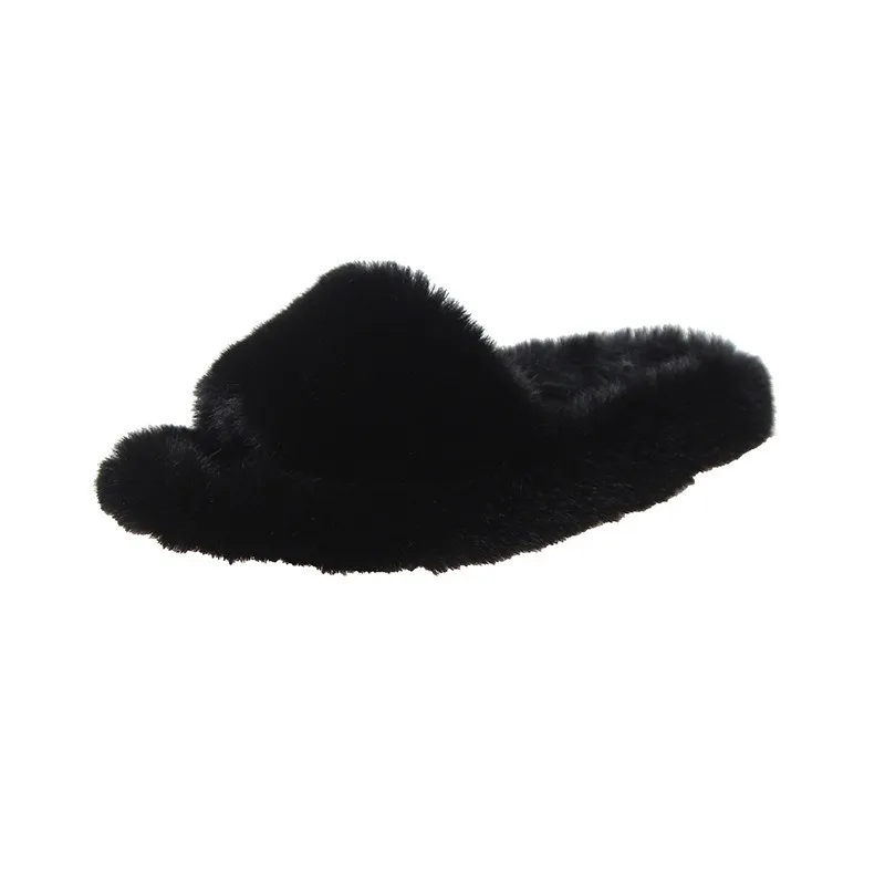 Женская одежда тапочки с перекрестным мехом модная осенне-зимняя обувь