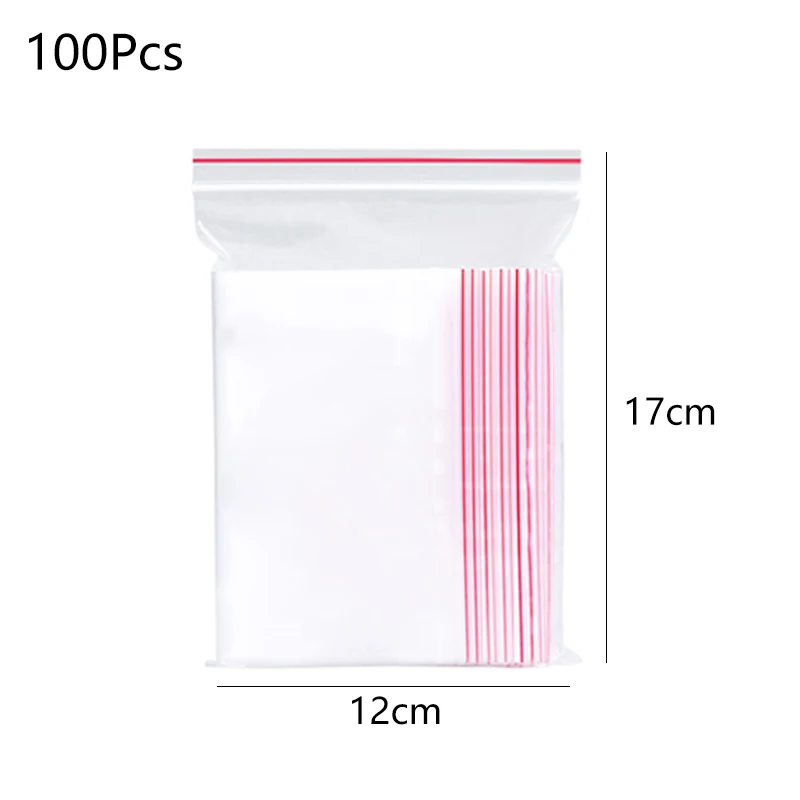

100pcs Sealing Bags Transparent Clear Resealable Zipper Poly Bags Dispenser Bag Storage Bags for Food Little Item Snacks Jewelry
