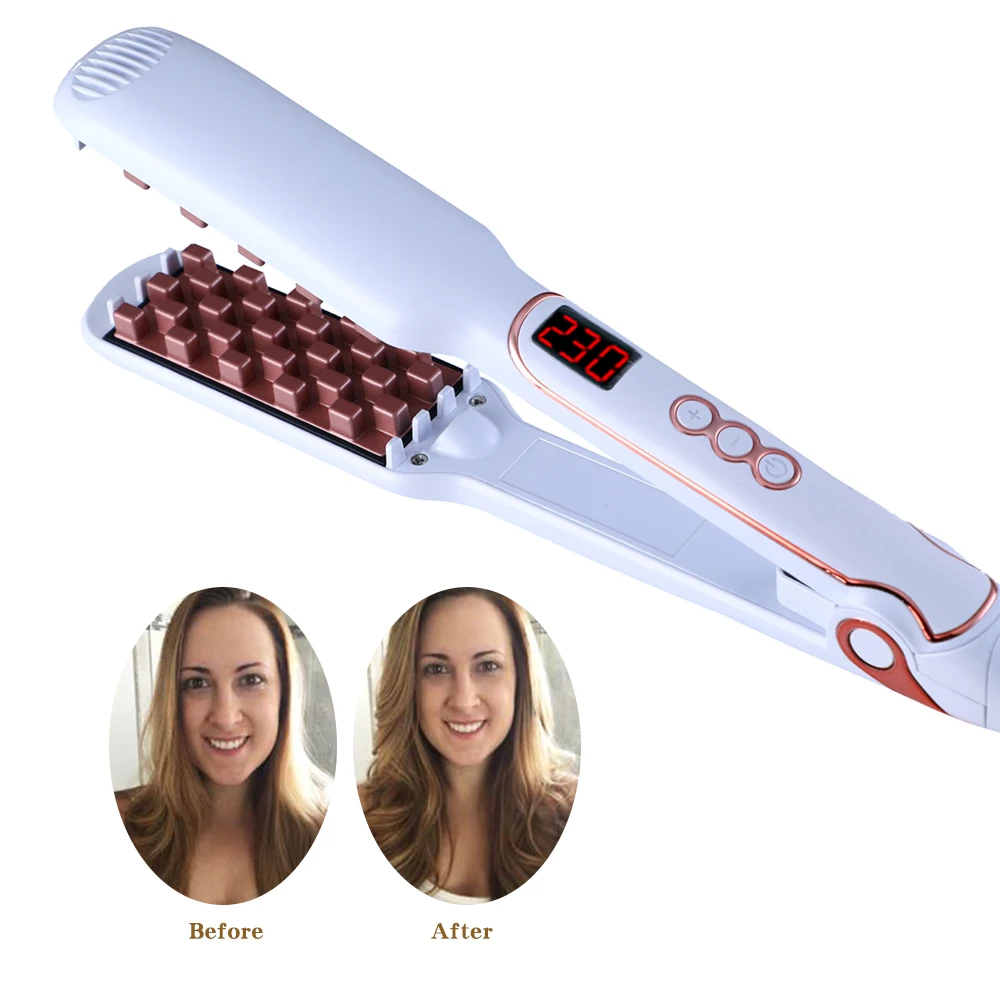 

Hair Volumizing Iron 2 IN 1 Hair Straightener Curling Ceramic Crimper Corrugated Curler Flat Iron Fluffy Hair Straightening