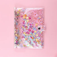 cute glitter sequins notebook cover a5a6 transparent 6 rings file folder loose leaf ring binder kawaii stationery supplies