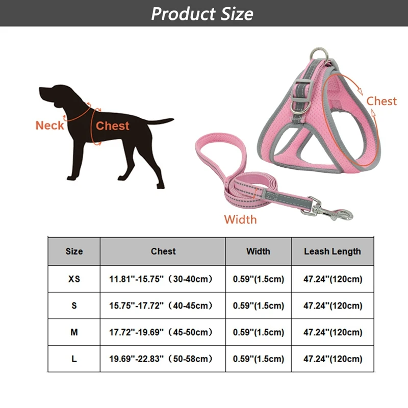 

Pet Dogs Harness Leash Set Dog Canvas Strap Collars Vest Reflective Traction Rope Outdoor Walking Small Medium-sized Dog