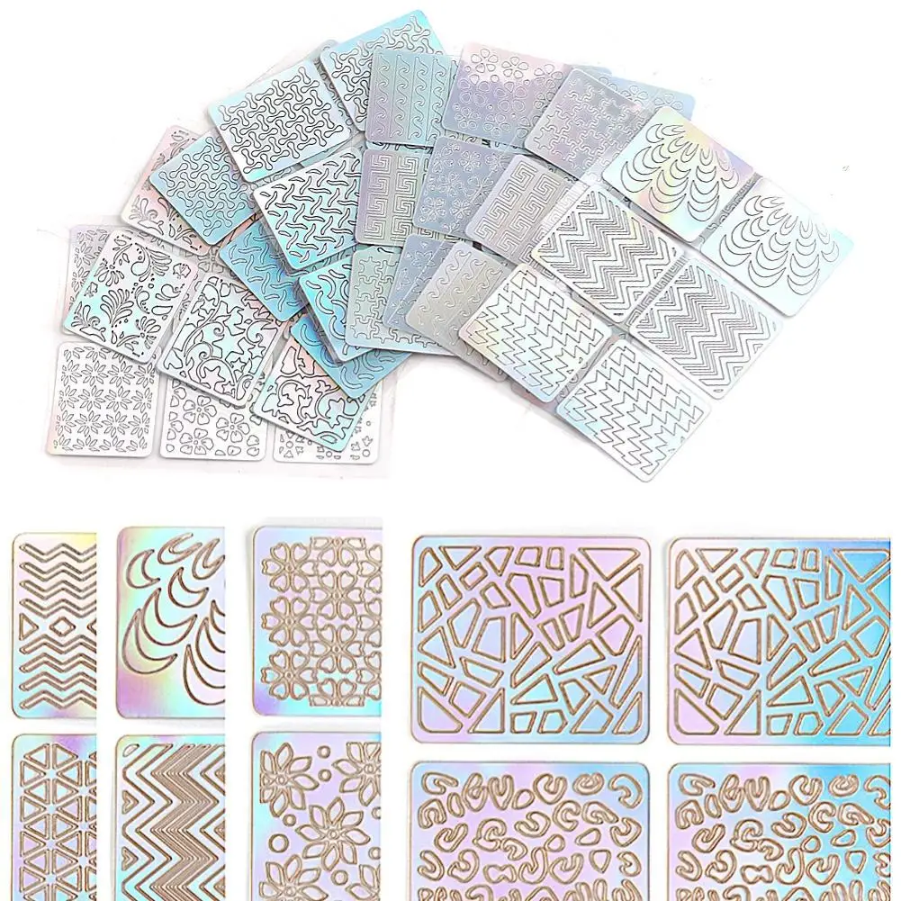 

New Arrival !!! 24Pcs/Set Wavy Hollow Self-adhesive Nail Polish Sticker Decal Manicure Tools