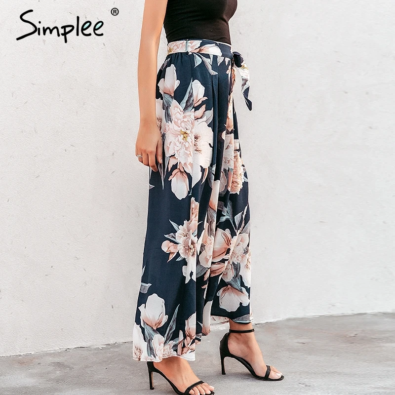 Женские штаны Simlee с цветочным принтом весенние эластичные свободные