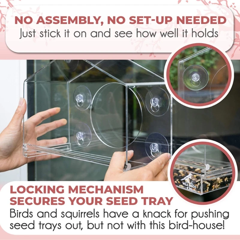 

Hanging Bird Feeder for Pet Birds Acrylic Creative Accessories Adsorption House Hanging Suction Window Bird Feeders