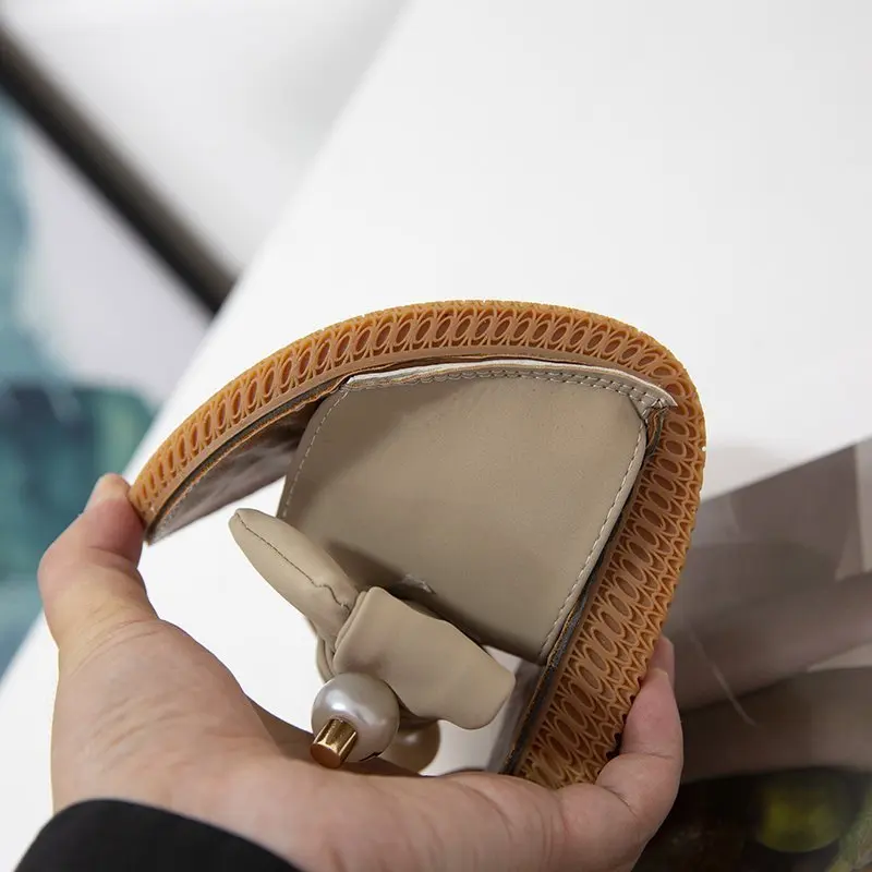 

Female Shoes Ladies' Slippers Low Butterfly-Knot Luxury Slides 2021 Summer Flat Girl Designer Pink Soft Fashion Basic Fabric But