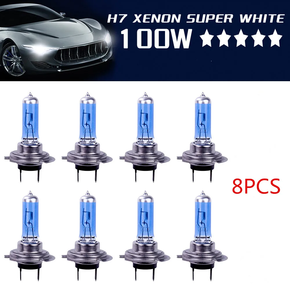 

H7 Bright White Fog Lights 100W 12V Halogen Bulbs Car Headlight Lamp Headlamp Auto Accessories Car Light Parking