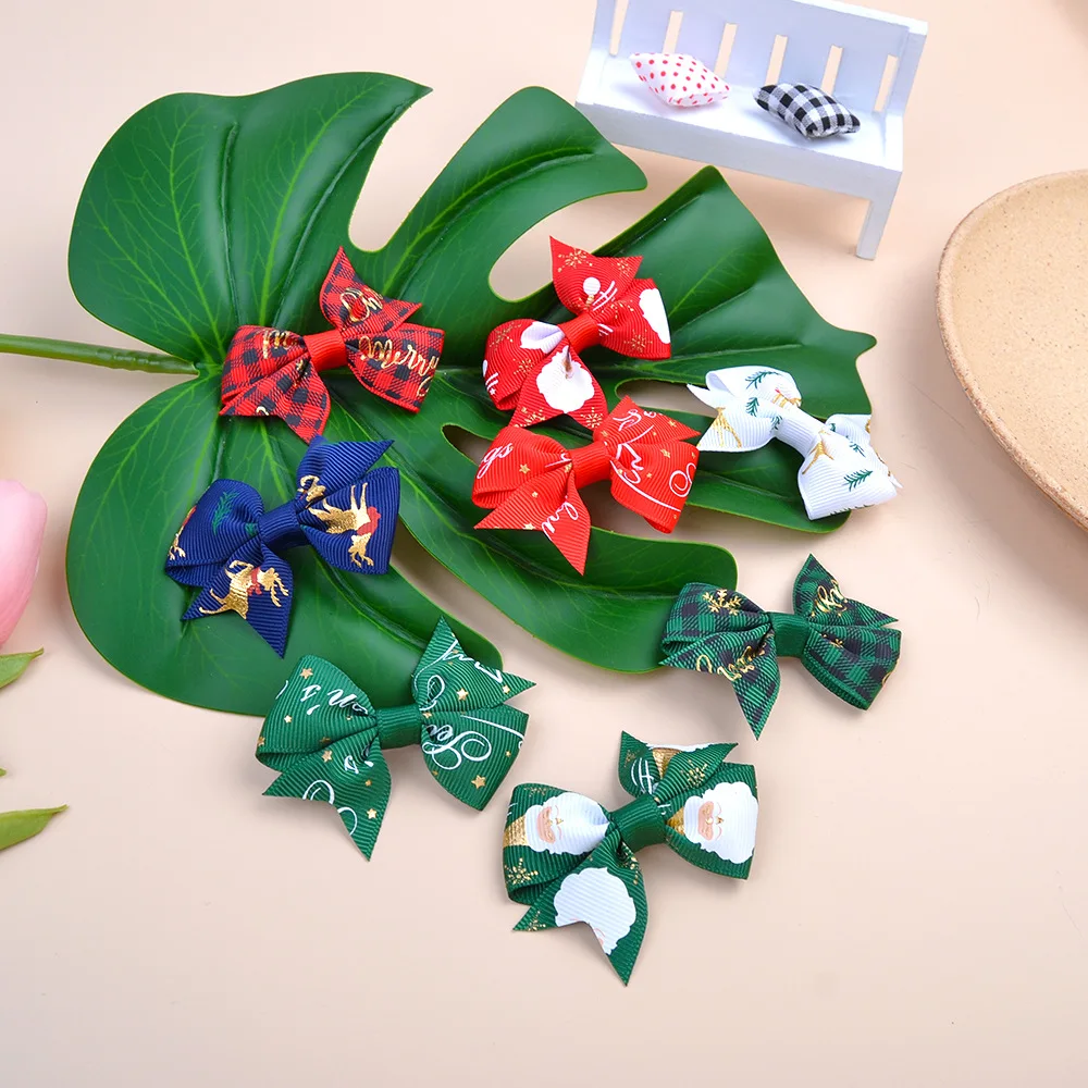 

2.6 Inches Christmas Hair Bows With Clip For Baby Girls Grosgrain Ribbon Hair Clips Boutique Hairpin Barrettes Hair Accessories