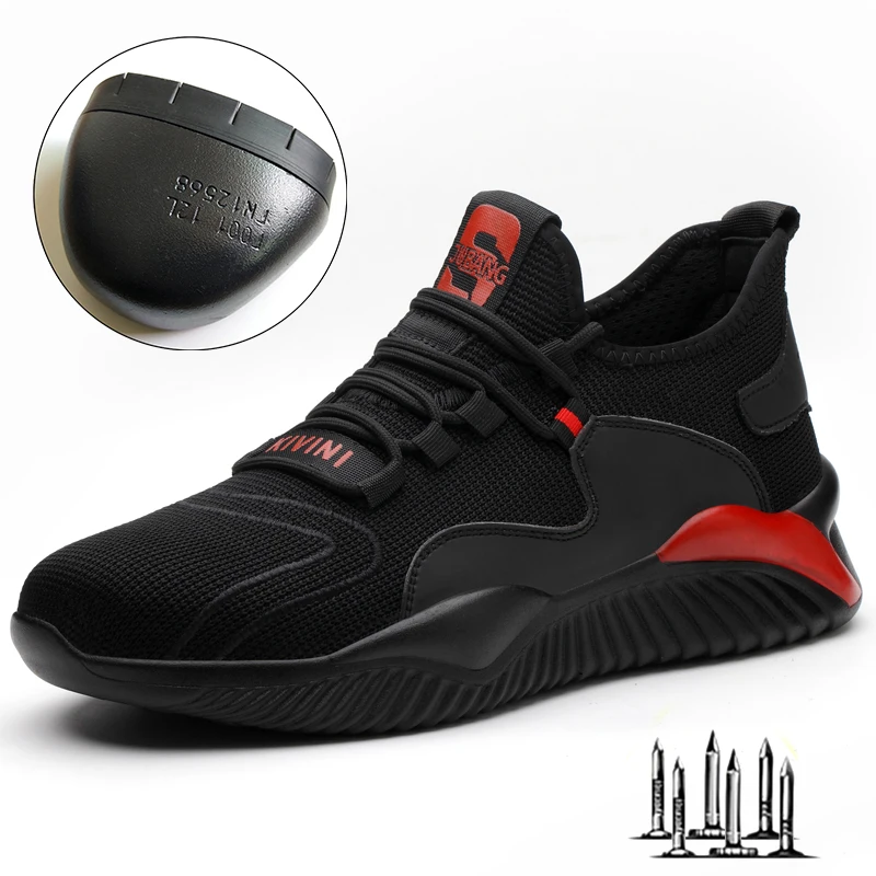 

Unisex Work Shoes Steel Toe Cap Safety Boots Fly Mesh Upper European Standard Anti-smash Anti-puncture Safety Shoes Men Big Size
