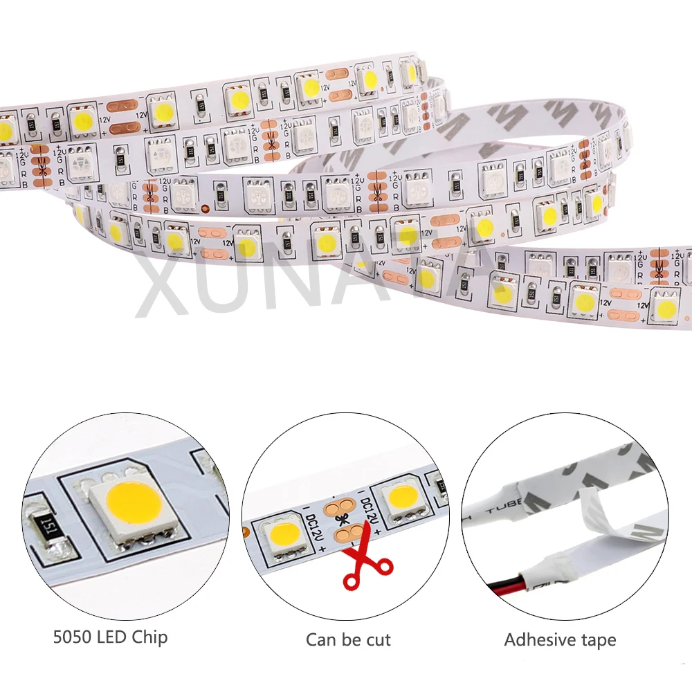 Светодиодная лента 5 м 12 В 5050 гибкая светодиодная e 60 светодиодов/M RGB/белый/теплый