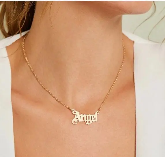 2020 золото цвет милый ангел буквы Подвески Сплав ожерелье для женщин девушек Femme |