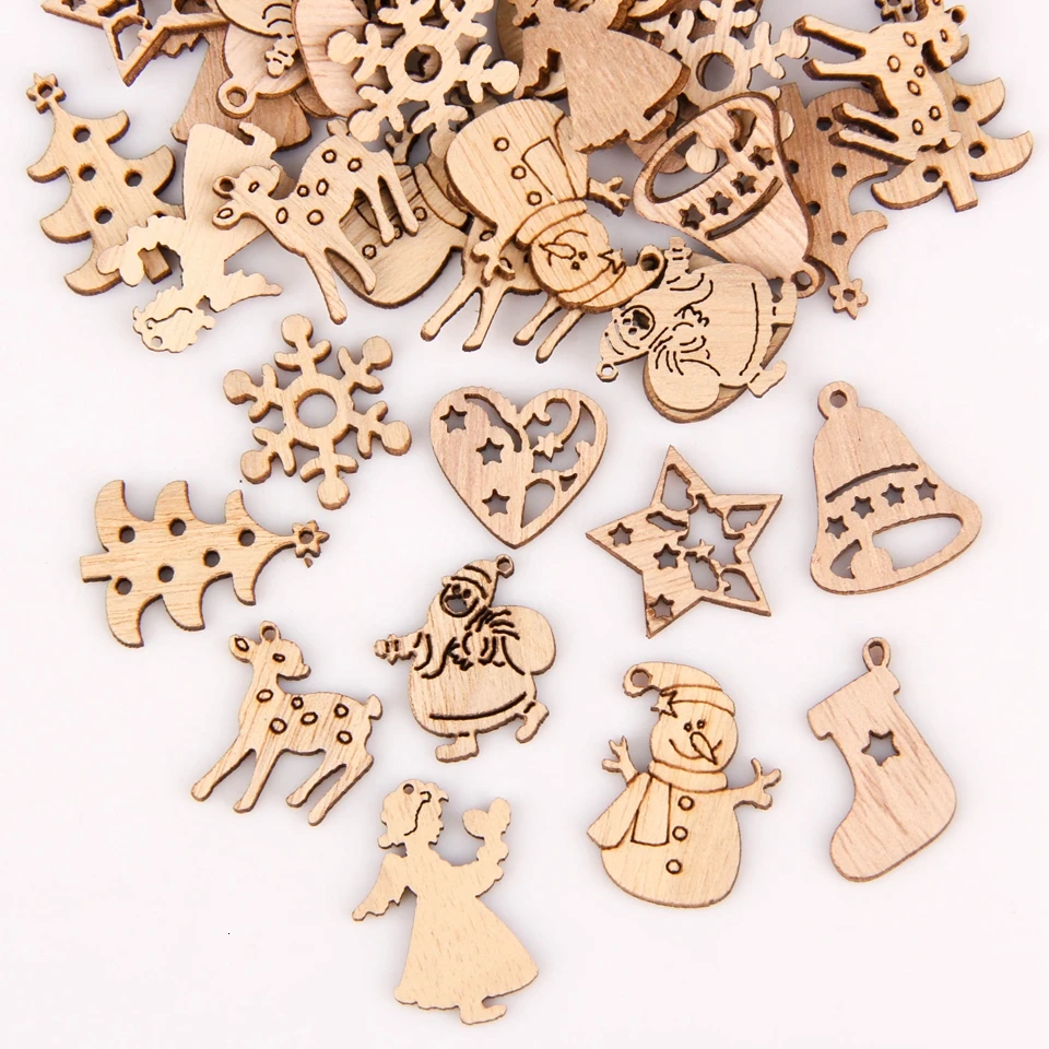 

Деревянные рождественские подвески DIY House CH6011-50pcs