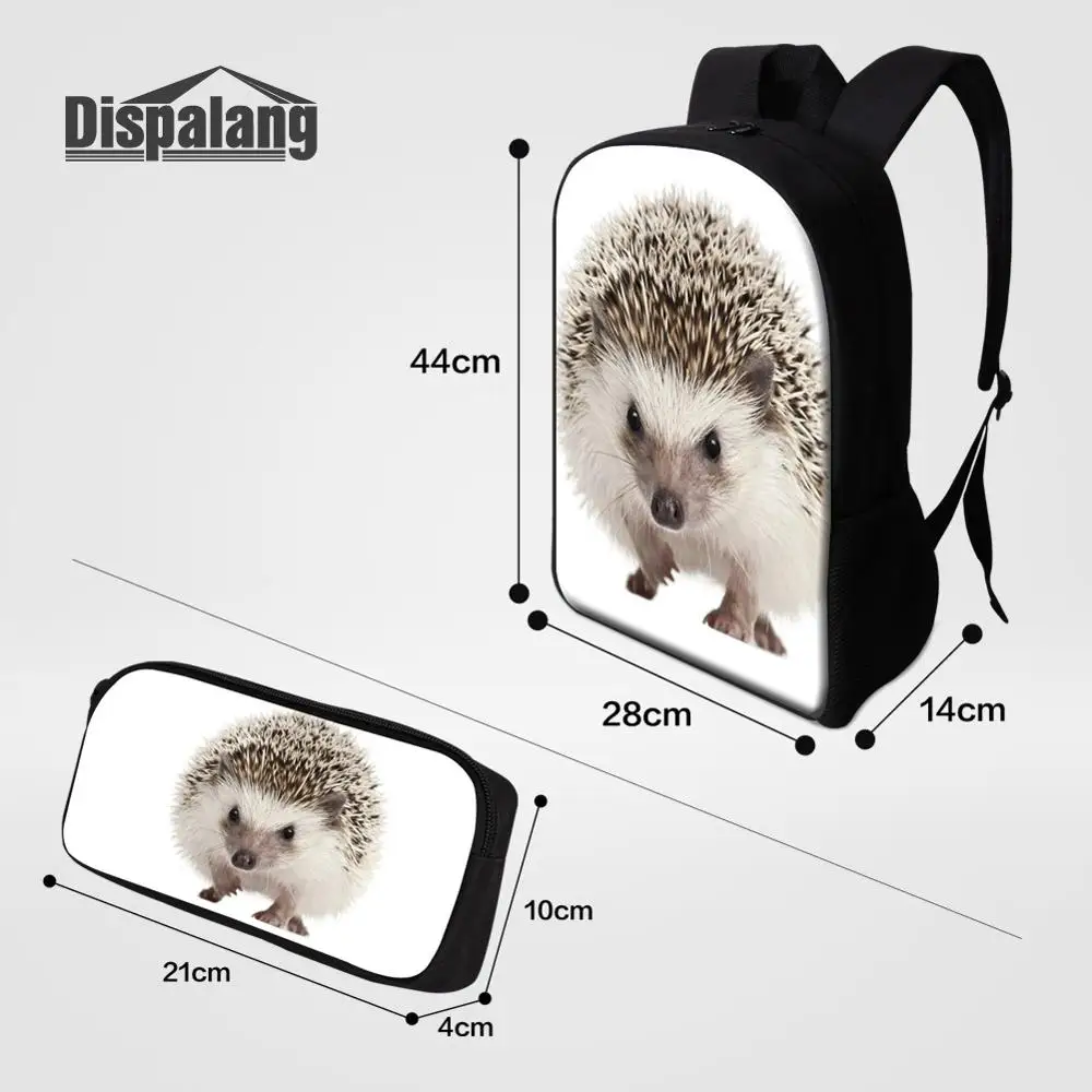 Dispalang 3D печать рюкзак с ежом в школу 2 шт. набор рюкзаки с карандашом сумка Детский Повседневный рюкзак для мальчиков и девочек Bookbags