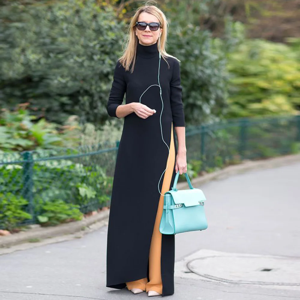 Платье макси в мусульманском стиле шикарное элегантное однотонное платье пол с