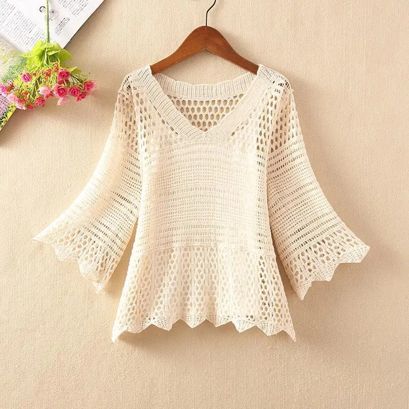 

New 2021 Spring Summer Women's Two Sets Thin Knit Hollow Out Cardigan + Sling Two Piece for Women Suits Female Two Sets Y726