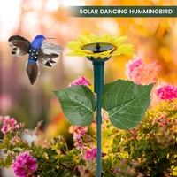 creative sunflower solar auto flying hummingbird simulated birds yard garden stake ornament potted plant decoration ornament