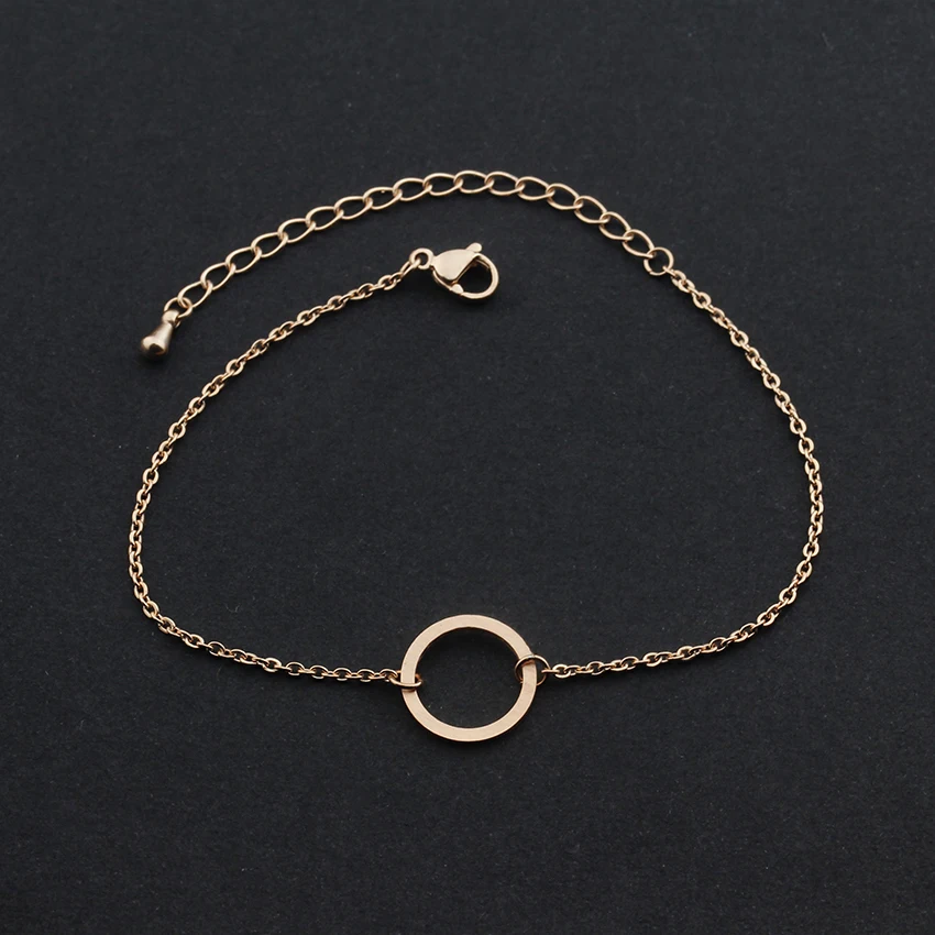 Минималистичный Круглый круглый Круглый браслет для женщин Femme Good Luck браслет из нержавеющей стали с диском Karma очаровательные ювелирные изделия для тела