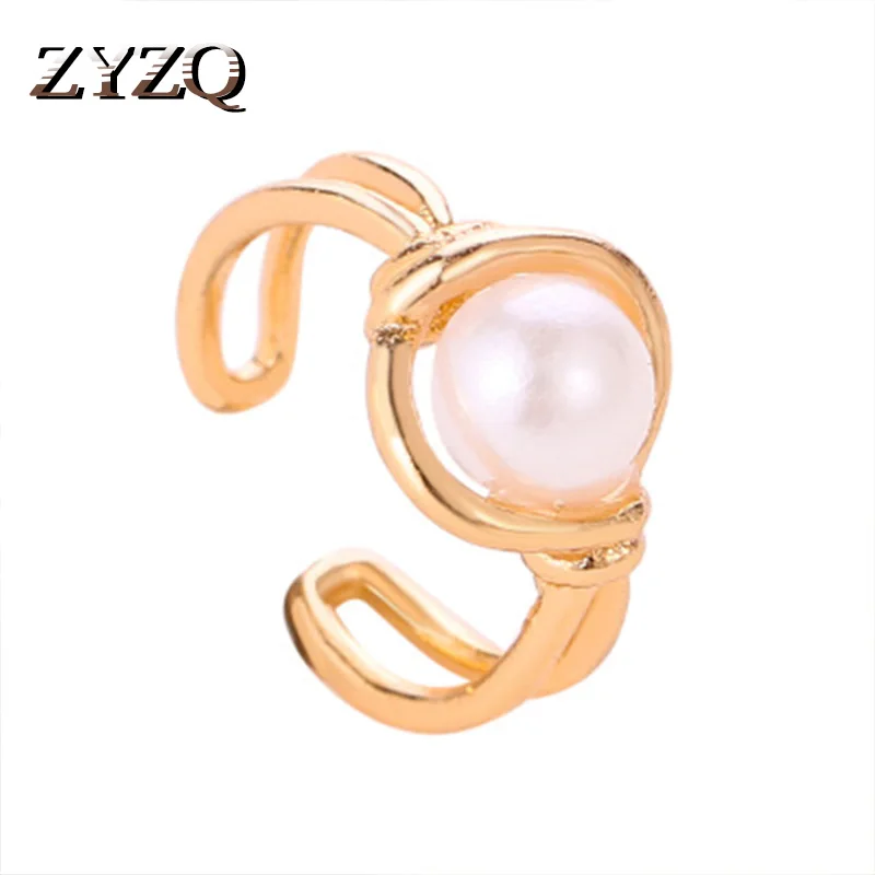 ZYZQ модный винтажный Открытый зажим для ушей женщин с милым белым камнем вставка