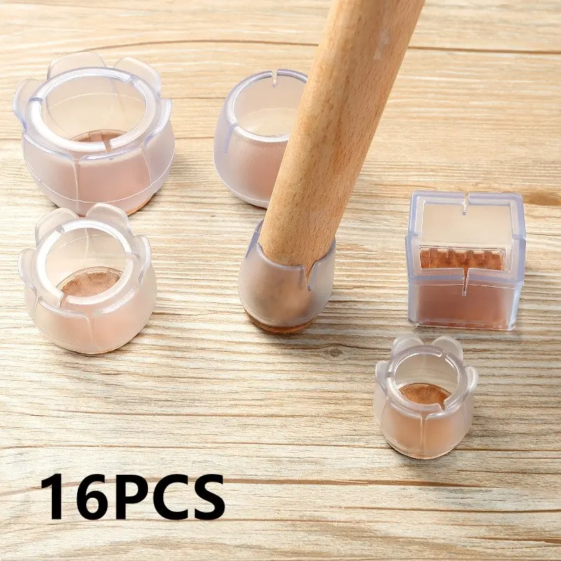 

16pcs Table Chair Leg Mat Thicken Silicone Non-Slip Mute Table Feet Cap Furniture Foot Bottom Cover Pads Wood Floor Protectors
