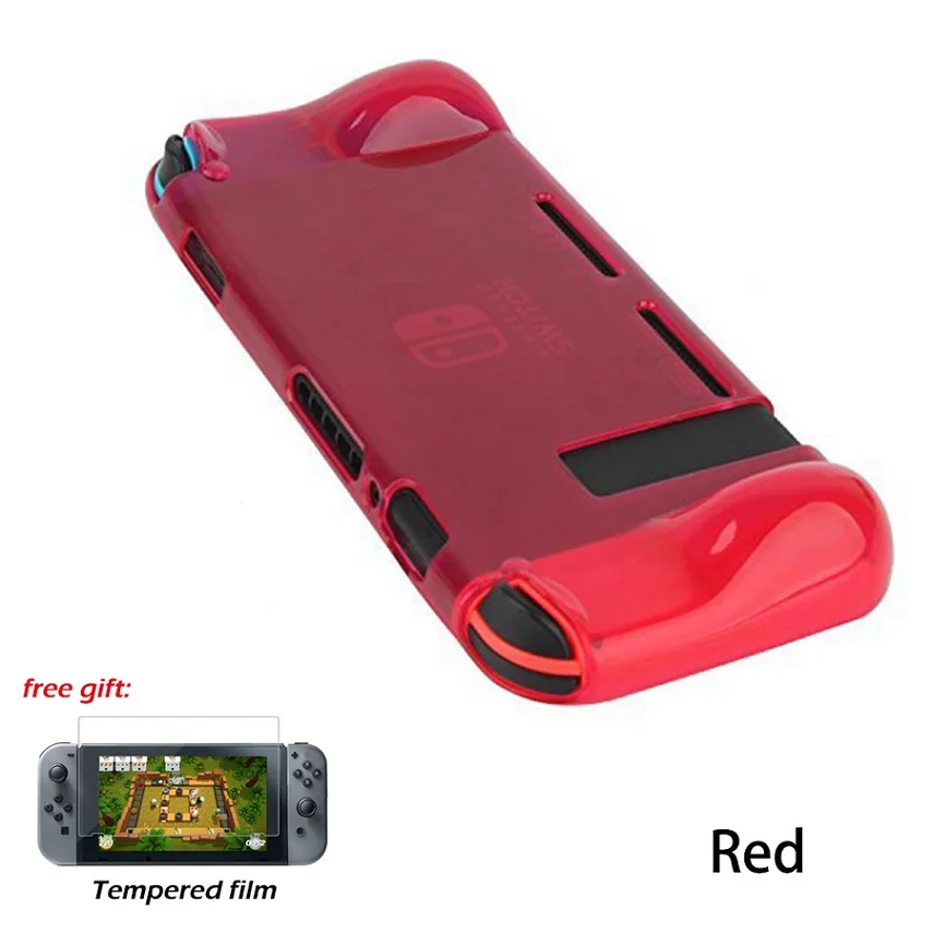 Red Дорожный переключатель NS Gampad из мягкого ТПУ с ручками защитный чехол для nintendo s Switch Carry Shell закаленная пленка для nintendo Switch - Цвет: Red