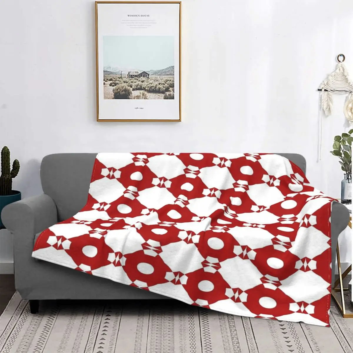 Manta decorativa con estampado geométrico para cama, colcha con capucha, 90