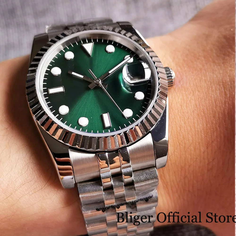 Часы BLIGER мужские стерильные стальные автоматические наручные часы с сапфировым