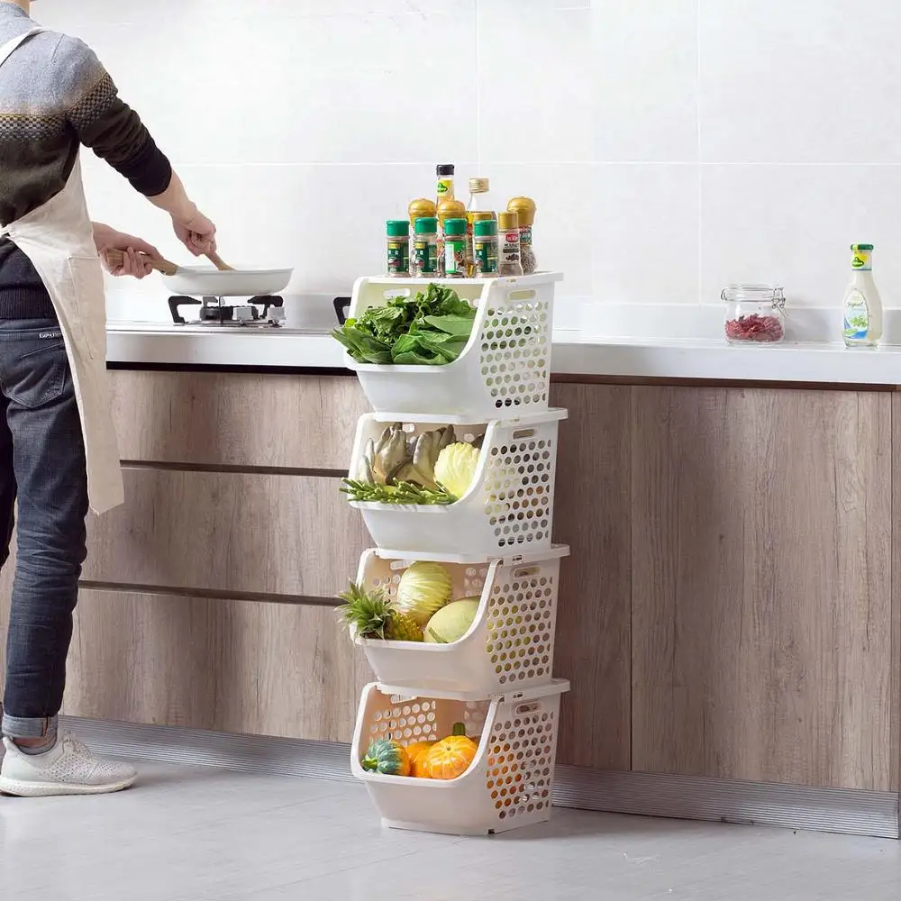 1 шт. Штабелируемая корзина для хранения пластиковая стандартная кухонная