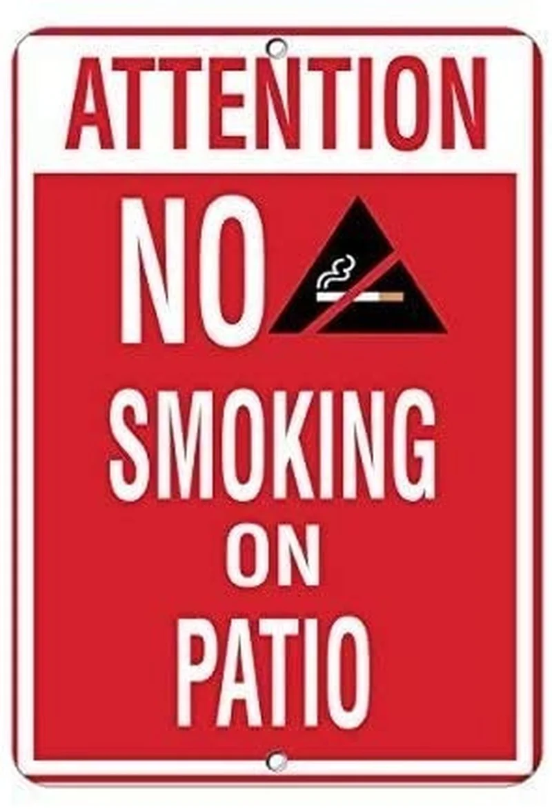 

New Metal Sign Aluminum Sign Attention No Smoking On Patio Activity Sign Pool Signs Sign for Outdoor & Indoor
