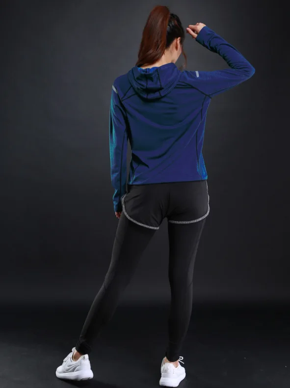 Тонкая спортивная одежда с капюшоном для фитнеса женская футболка спортивные