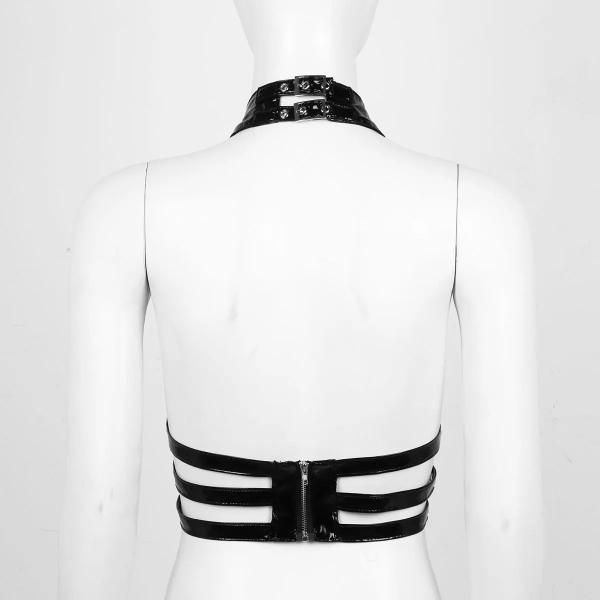 Черный кожаный бюстгальтер с мокрым внешним видом женский сексуальный открытый