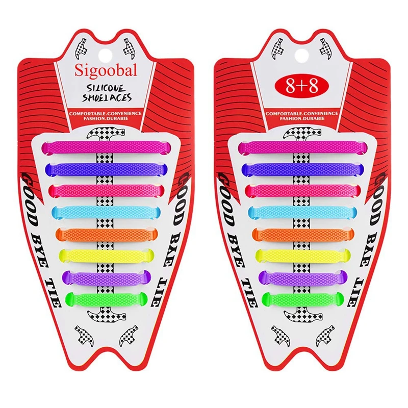 

16 Pcs/1 Pair Silicone Shoelaces For Sneakers Elastic Shoe Laces Without Ties Easy To Put On And Take Off Lazy Shoelace Unisex