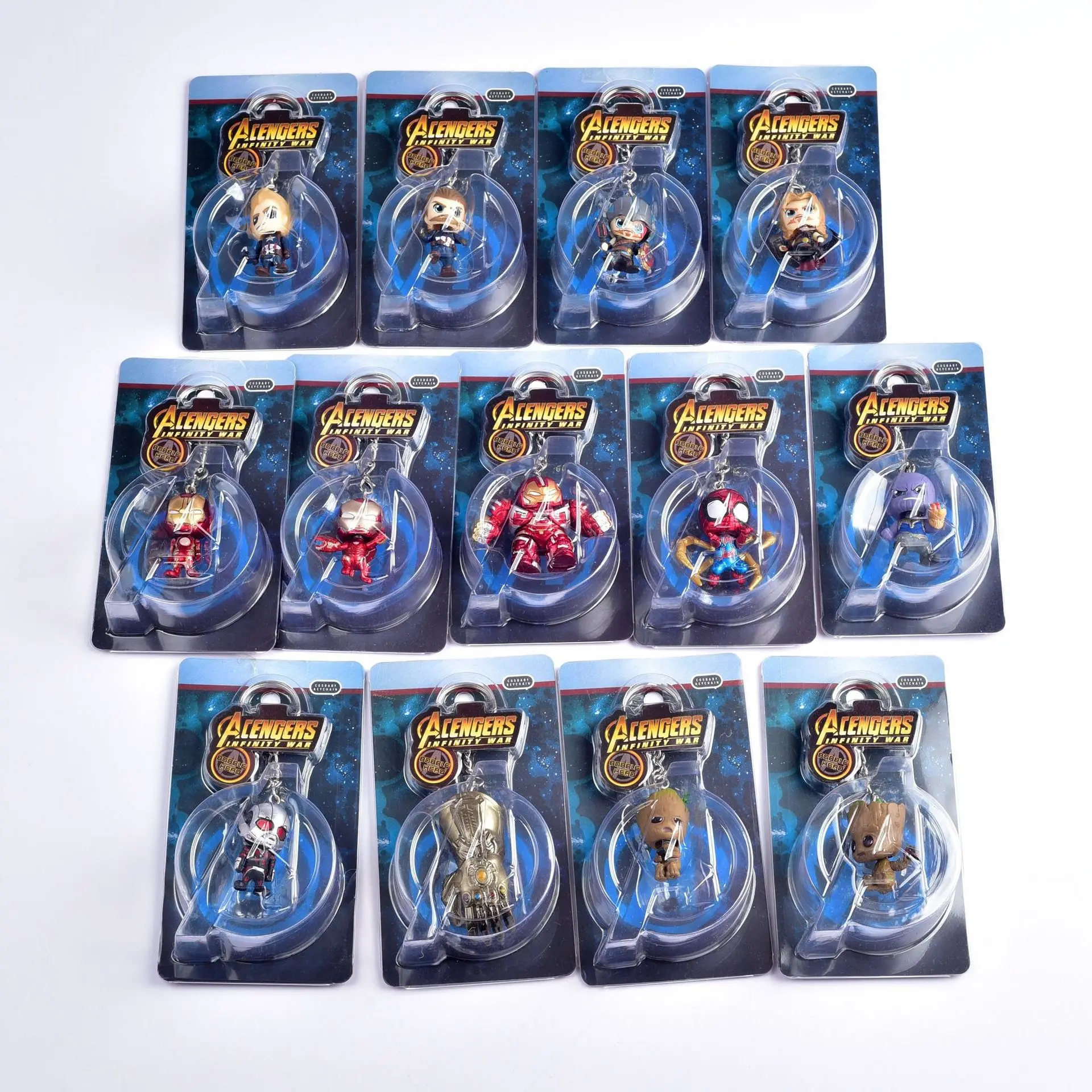

Marvel Avengers 30 Styles Hand Office Aberdeen Car Keychain Pendant Iron Man Thor Spiderman Groot Black Widow Hulk Thanos Toy